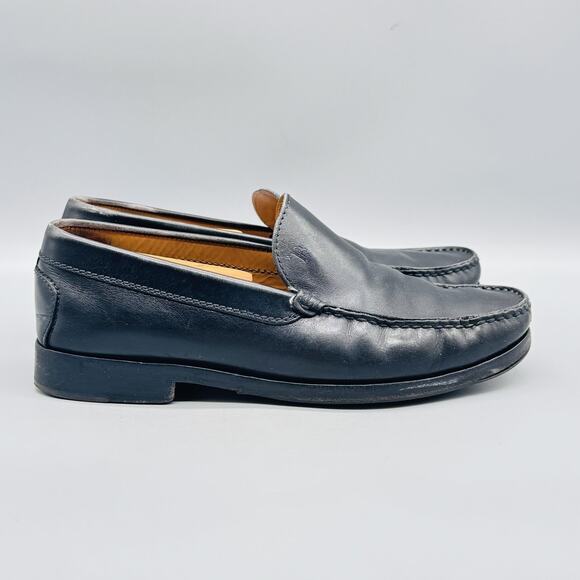 Tods Shoes Mens 8 Black Leather Slip On Loafer Classic Moc Toe Dress Casual